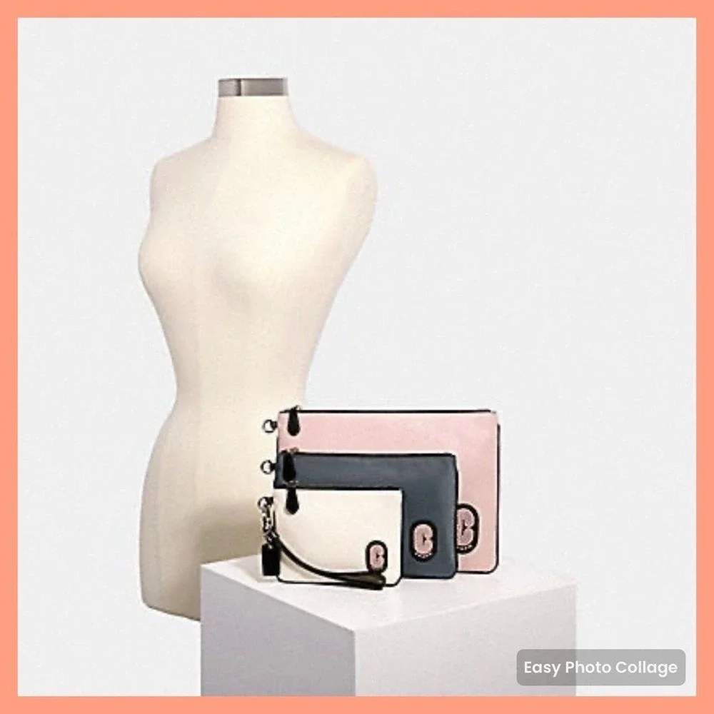 COACH POUCH BAG TRIO IN COLORBLOCK NEW